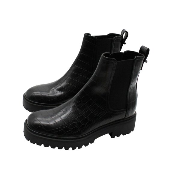 Reaction Kenneth Cole Womens Black Animal Print Padded  Wedge Chelsea Boot - 6 M - Picture 7 of 8